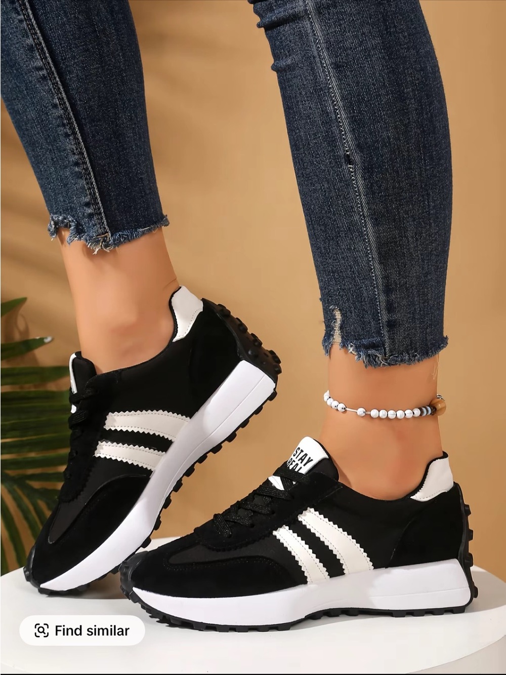 Classic Black & White Women's Running Sneakers